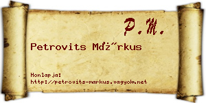 Petrovits Márkus névjegykártya